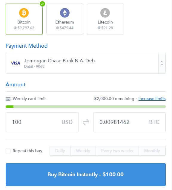 coinbase, buy bitcoin